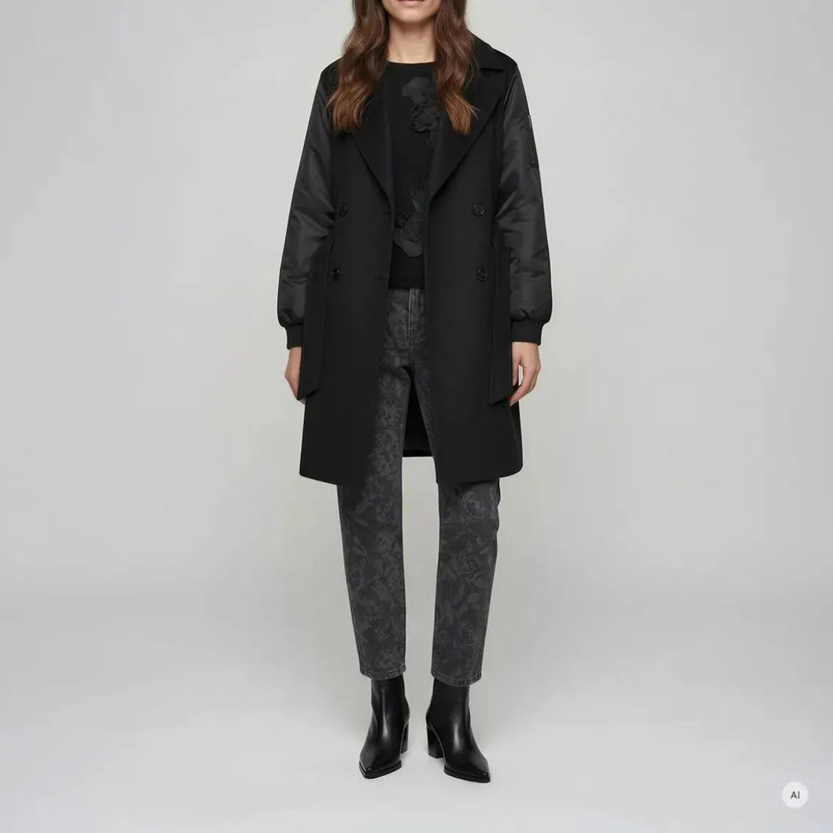Marc Aurel Diese Doppelreiher Caban Outdoorjacke aus einem Ma schwarz Übergangsjacke