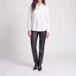 Marc Aurel Diese Poplinebluse mit Raffungsdetail im Rücken au weiss Bluse