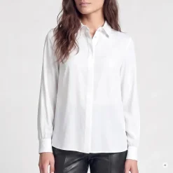 Marc Aurel Diese Poplinebluse mit Raffungsdetail im Rücken au weiss Bluse
