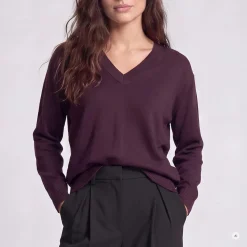 Marc Aurel Dieser V-Ausschnitt-Pullover aus Cotton/Wool-Mix m lila Pullover