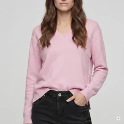 Marc Aurel Dieser V-Ausschnitt-Pullover aus Cotton/Wool-Mix m pink Pullover