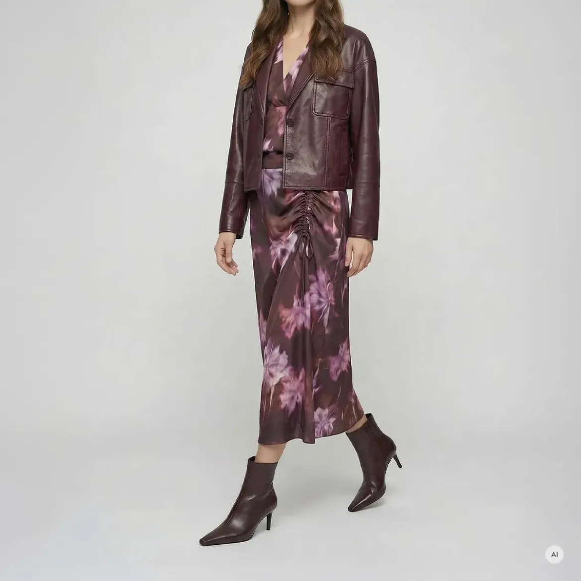 Marc Aurel Diese verkürzte Jacke aus weicher Kunstlederqualit lila Lederjacke