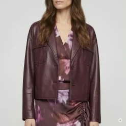 Marc Aurel Diese verkürzte Jacke aus weicher Kunstlederqualit lila Lederjacke