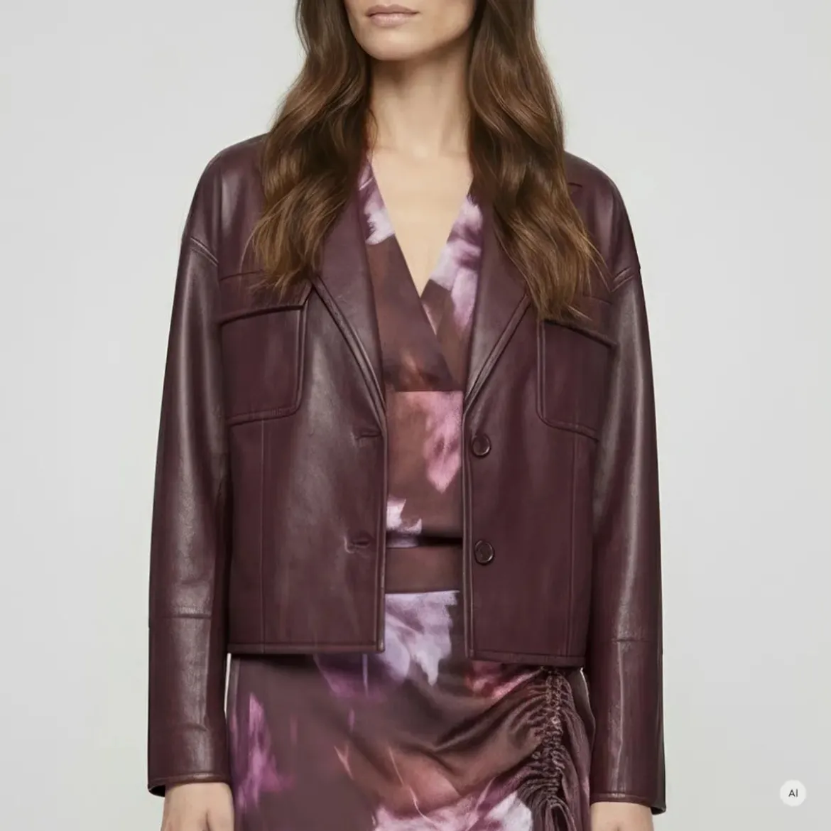 Marc Aurel Diese verkürzte Jacke aus weicher Kunstlederqualit lila Lederjacke