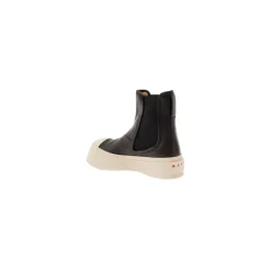 Marni Black Chelsea Boots With Logo Patch In Leather Black Stiefel