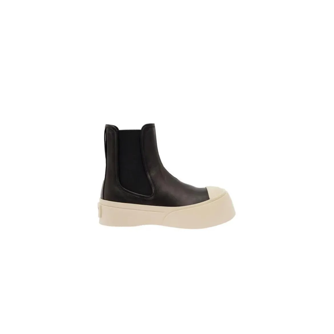 Marni Black Chelsea Boots With Logo Patch In Leather Black Stiefel
