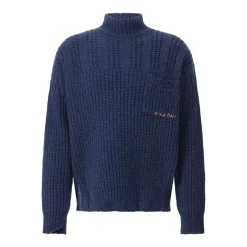 Marni Oversized Pullover aus Schurwolle Dunkelblau Rollkragenpullover