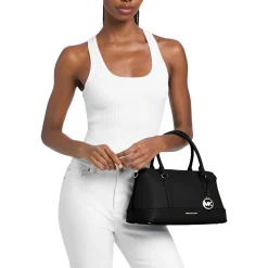 MICHAEL Michael Kors Md Tz Satchel Black Bowling Bag