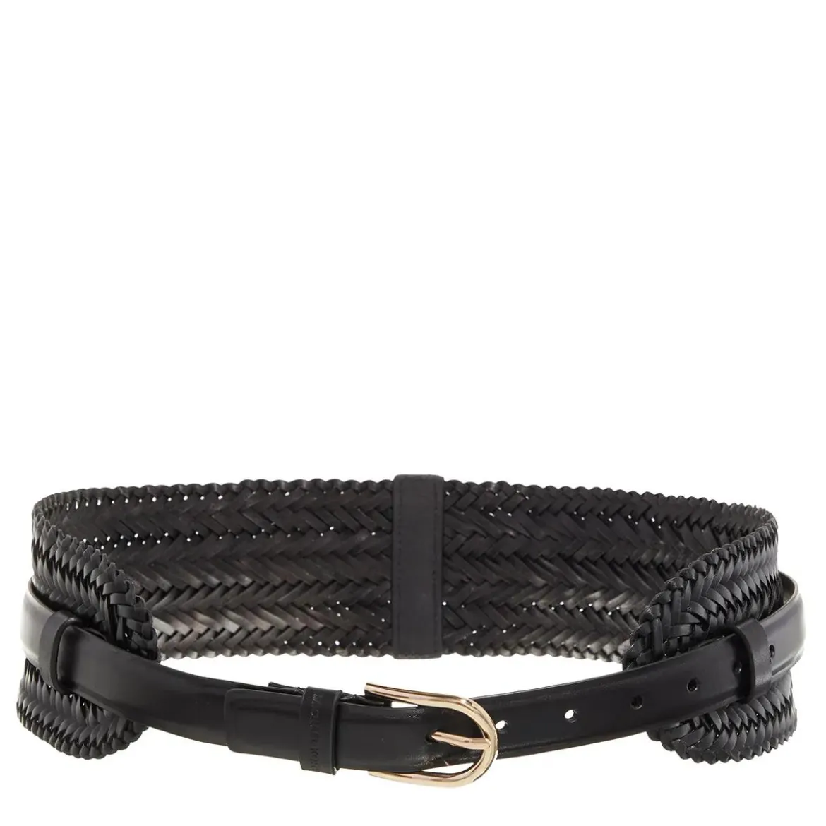 MICHAEL Michael Kors 85Mm Braided Waist Belt Set Black Taillengürtel