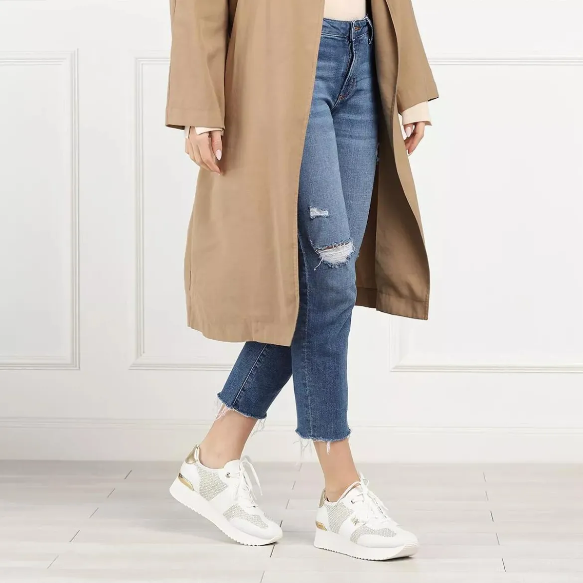 MICHAEL Michael Kors Monique Knit Trainer Pale Gold Low-Top-Sneaker