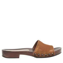 Miu Miu Suede Clog Cannella Slides