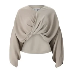 MM6 Maison Margiela Drapiertes Blusenshirt grau Bluse