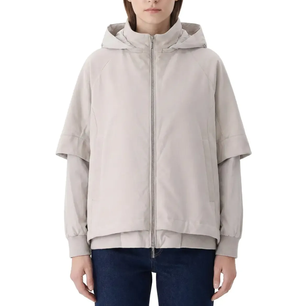 Moorer Jacke Talitha aus Veloursleder grau Übergangsjacke
