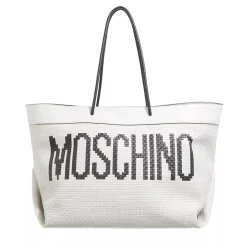 Moschino Black & White Shoulder Bag Fantasy Print White Shopper