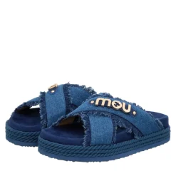 Mou Criss-Cross Sandal Denim Denim Slides