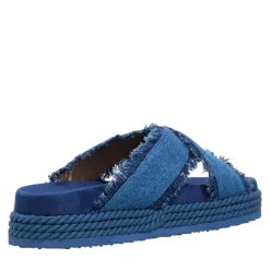 Mou Criss-Cross Sandal Denim Denim Slides