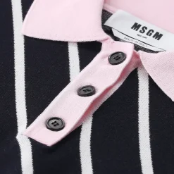 MSGM Gestricktes Poloshirt mit Streifendesign dunkelblau Poloshirt