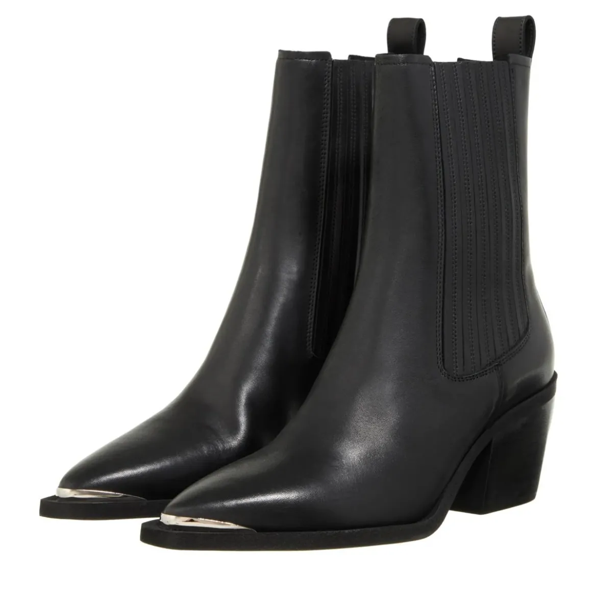 Nubikk Liv Loua Metal Black Leather Cowboy-Stiefel