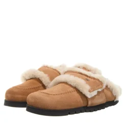 Nubikk Teddy Fur Studs (L) Cognac Suede Hausschuhe