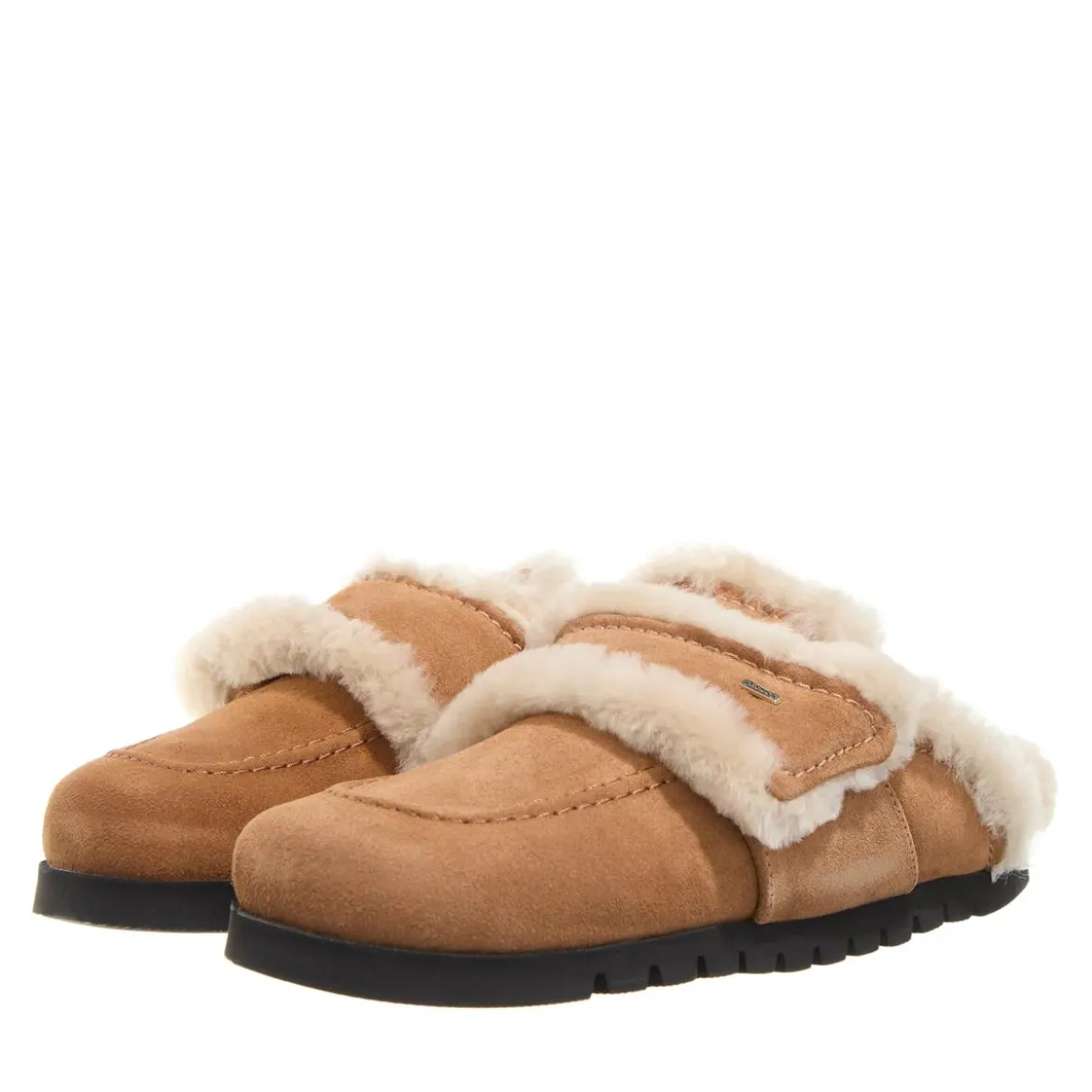 Nubikk Teddy Fur Studs (L) Cognac Suede Hausschuhe