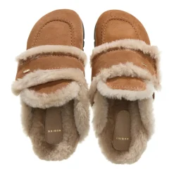 Nubikk Teddy Fur Studs (L) Cognac Suede Hausschuhe