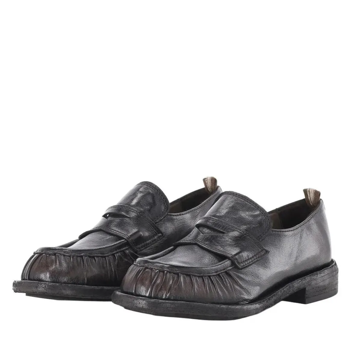 Officine Creative Loafers Rugged aus Leder schwarz Schnürschuhe