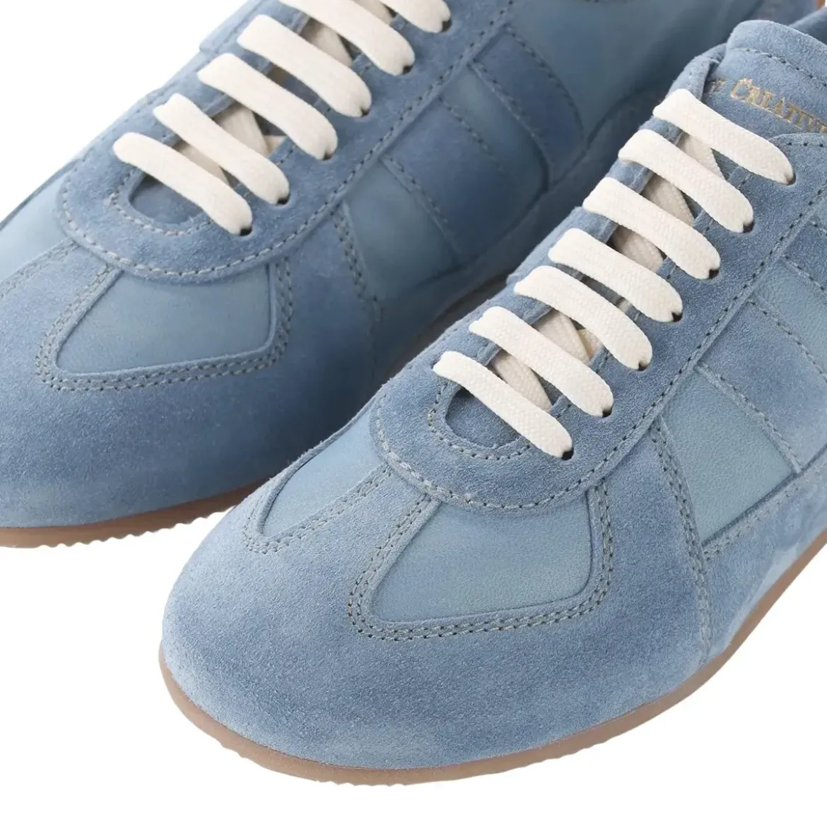 Officine Creative Sneaker aus Veloursleder blau Schnürschuhe