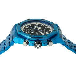 Off-White Modisch, stylisch und immer im Trend - diese runde blau Quarzuhr