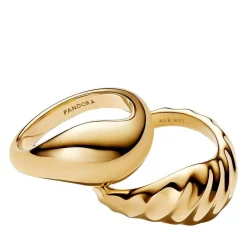Pandora Rippled Stacking Rings 14k vergoldet Statementring