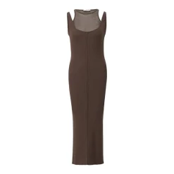 Patrizia Pepe Geripptes Midikleid Braun Strickkleid