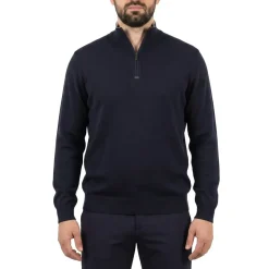 Paul & Shark Troyer mit Seide & Baumwolle blau Pullover