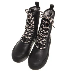 Philippe Model Paris Haute High Woman Textile Fur_Noir Noir Stiefel