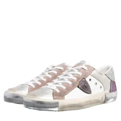 Philippe Model Prsx Low Woman Veau Python Mix_Blanc Violet Low-Top-Sneaker