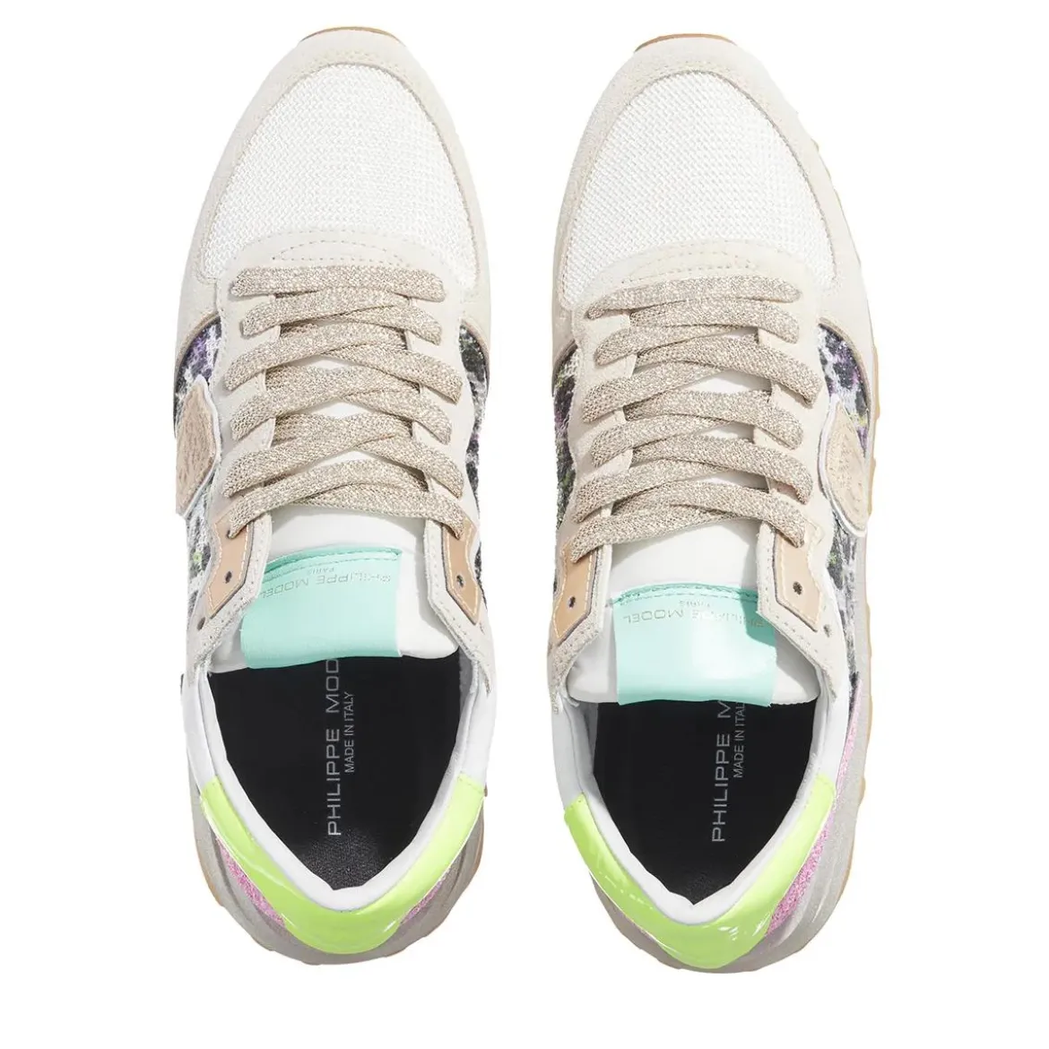 Philippe Model Tropez Haute Low Woman Paillettes Leo Leo Multi Jaune Low-Top-Sneaker