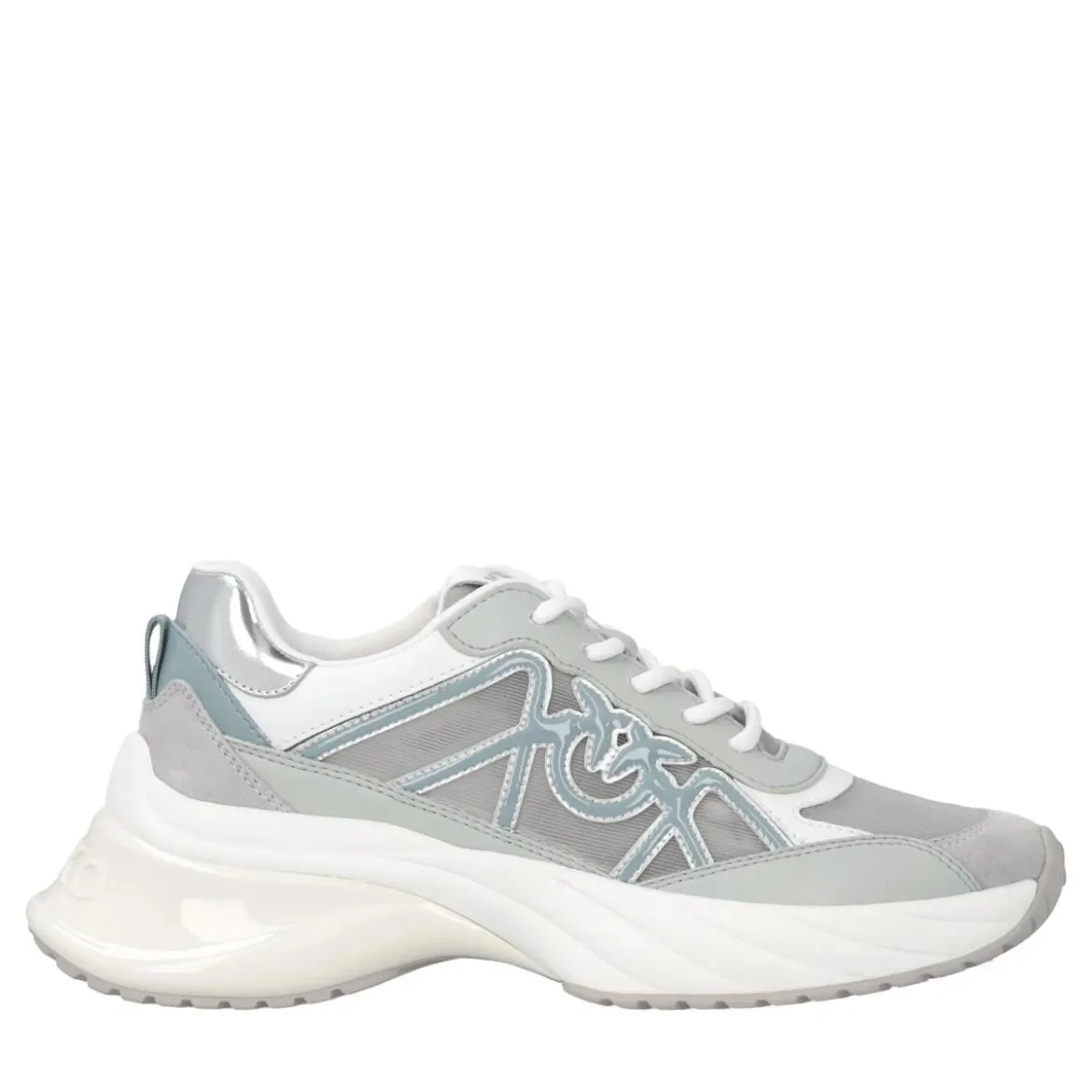 Pinko Ariel 33 - Sneaker Calf Leather/Net/Cow Suede Whit White/Sage Low-Top-Sneaker