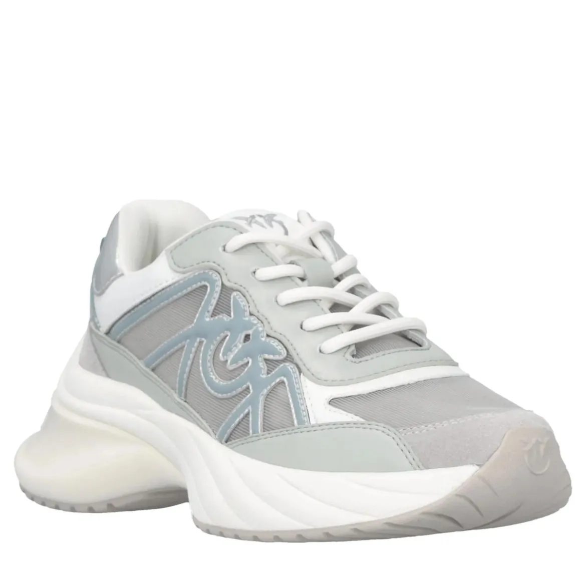 Pinko Ariel 33 - Sneaker Calf Leather/Net/Cow Suede Whit White/Sage Low-Top-Sneaker