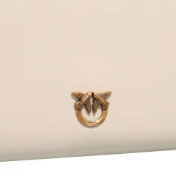 Pinko Double Mini Bianco Seta-Antique Gold Crossbody Bag