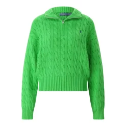 Polo Ralph Lauren Cable-Knit Sweater With Quarter-Zip And Ribbed Cuf Blue Pullover