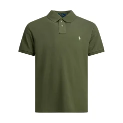 Polo Ralph Lauren Classic Green Polo Shirt With Textured Fabric AndGrey Poloshirt
