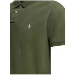 Polo Ralph Lauren Classic Green Polo Shirt With Textured Fabric AndGrey Poloshirt