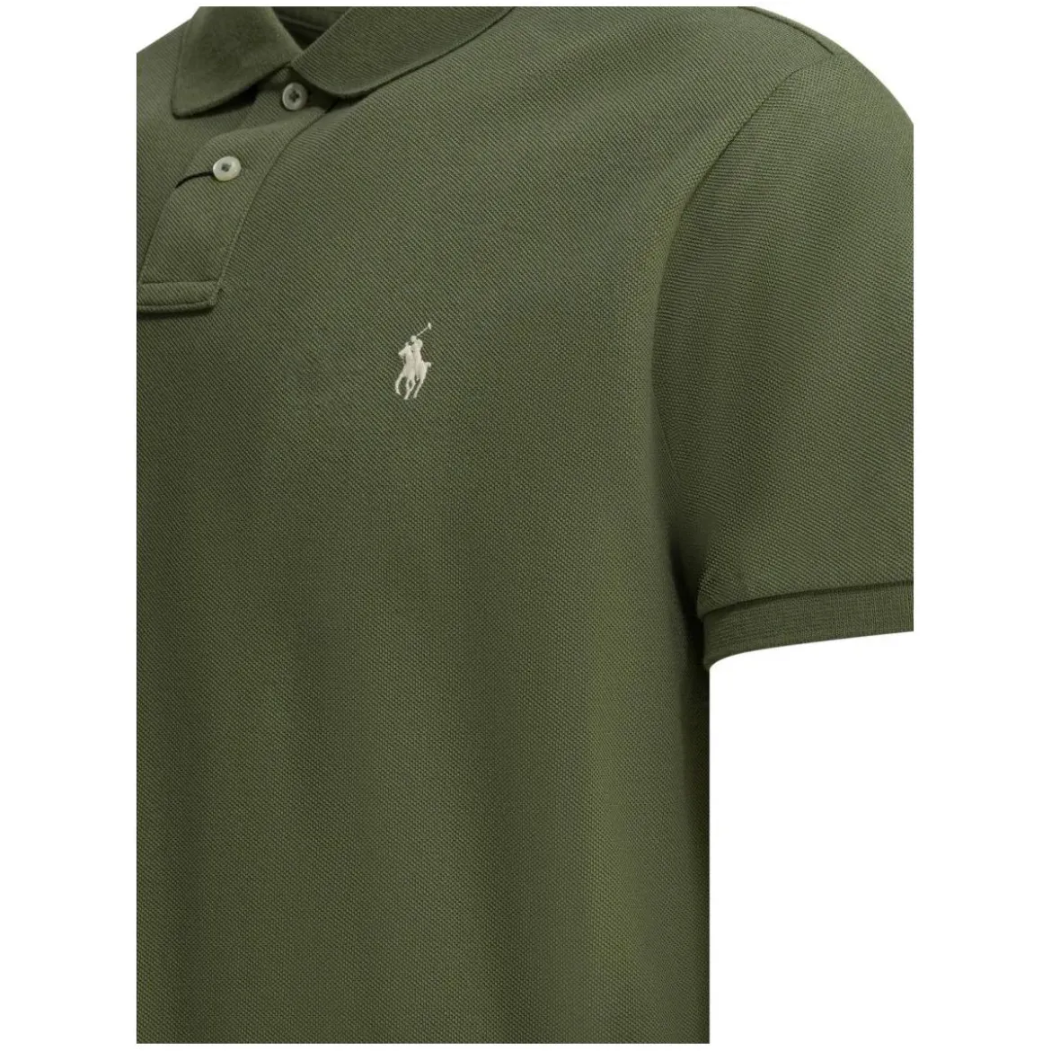 Polo Ralph Lauren Classic Green Polo Shirt With Textured Fabric AndGrey Poloshirt