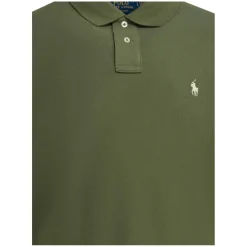 Polo Ralph Lauren Classic Green Polo Shirt With Textured Fabric AndGrey Poloshirt