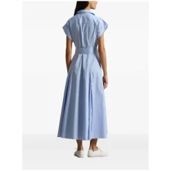 Polo Ralph Lauren Gestreiftes Blusenkleid in Midi-Länge blau Hemdblusenkleid