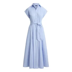 Polo Ralph Lauren Gestreiftes Blusenkleid in Midi-Länge blau Hemdblusenkleid