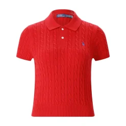 Polo Ralph Lauren Poloshirt mit Zopfmuster rot Poloshirt