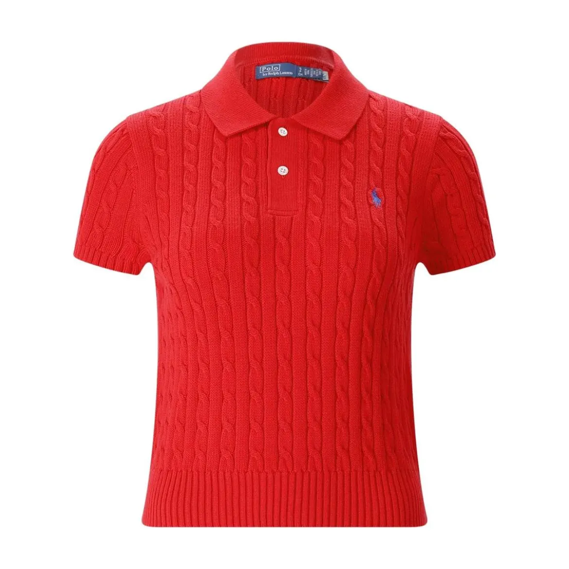 Polo Ralph Lauren Poloshirt mit Zopfmuster rot Poloshirt