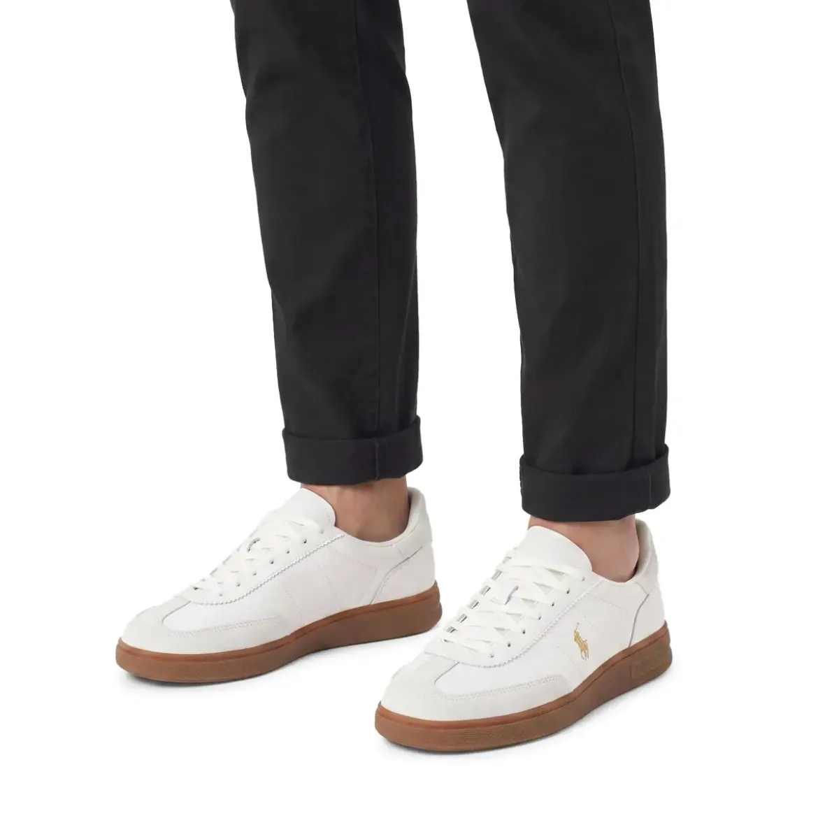 Polo Ralph Lauren Sneaker aus Rindsleder weiß Schnürschuhe
