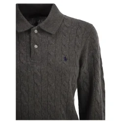 Polo Ralph Lauren Strickpullover mit Zopfstrick Grau Longsleeve