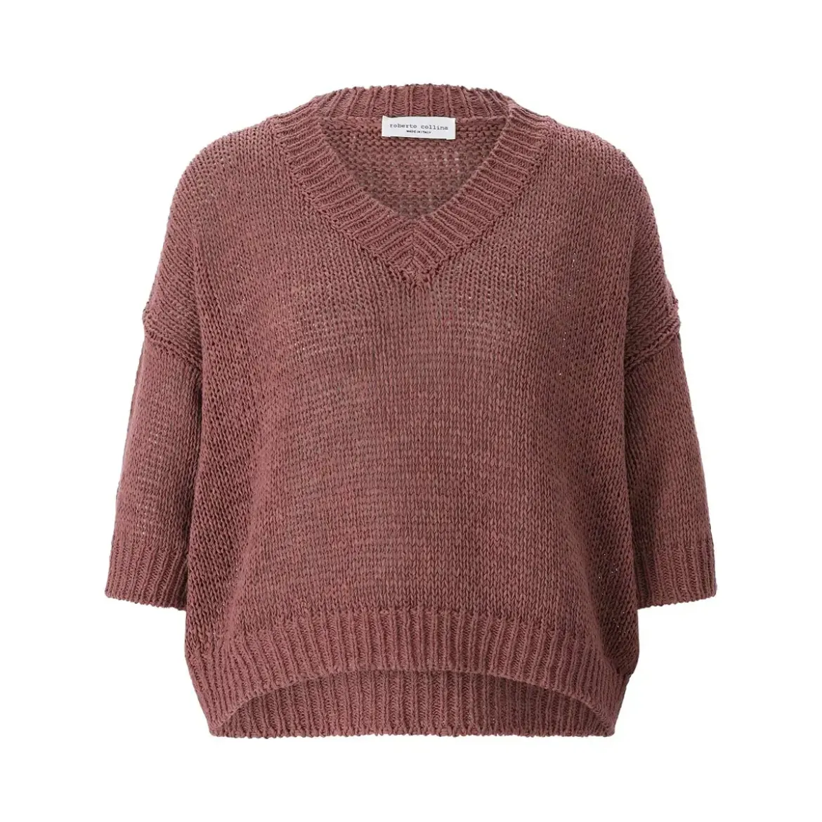 Roberto Collina Kurzarmpullover aus Baumwollmix lila Pullover