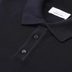 Roberto Collina Longsleeve aus Merinowolle dunkelblau Poloshirt